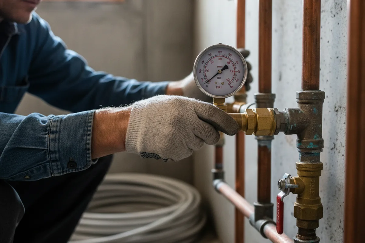 Pressure testing a repaired line during Water Line Repair in Saint Bonifacius